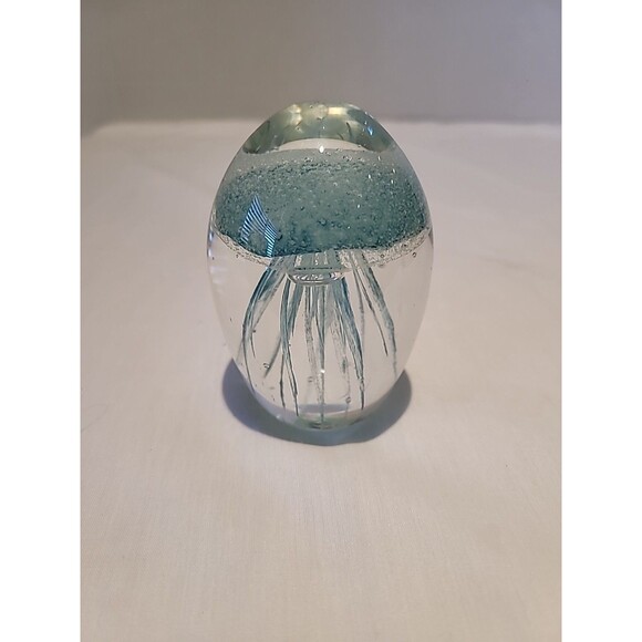 Vintage Art Glass Soft Blue Green Jellyfish Paperweight 3.5" - Picture 3 of 10